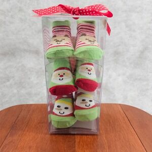 Baby Essentials 3‎ Pairs Christmas Socks 0-6 Months Santa Reindeer Snowman